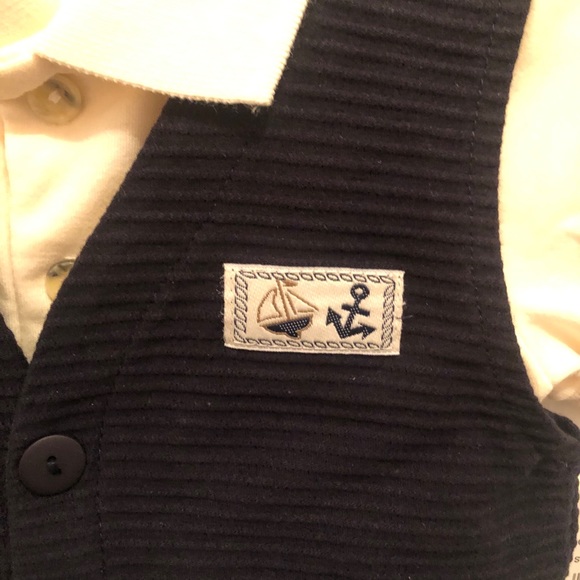 6/9 Months Boy Polo Shirt Sweater & Shorts Outfit - Picture 3 of 7